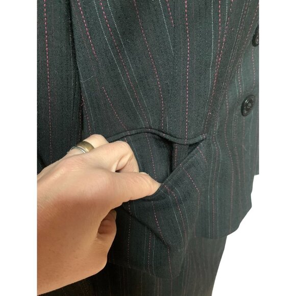 Anne Klein Pin Stripe Skirt Suit Petite 6 Blazer + Pencil Skirt Gray Pink - Picture 7 of 14